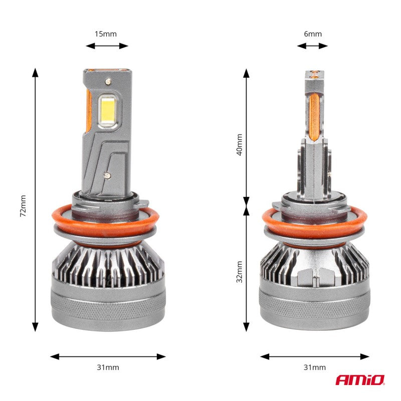 Set becuri LED HP Series H8/H9/H11/H16 Canbus AMiO-03677