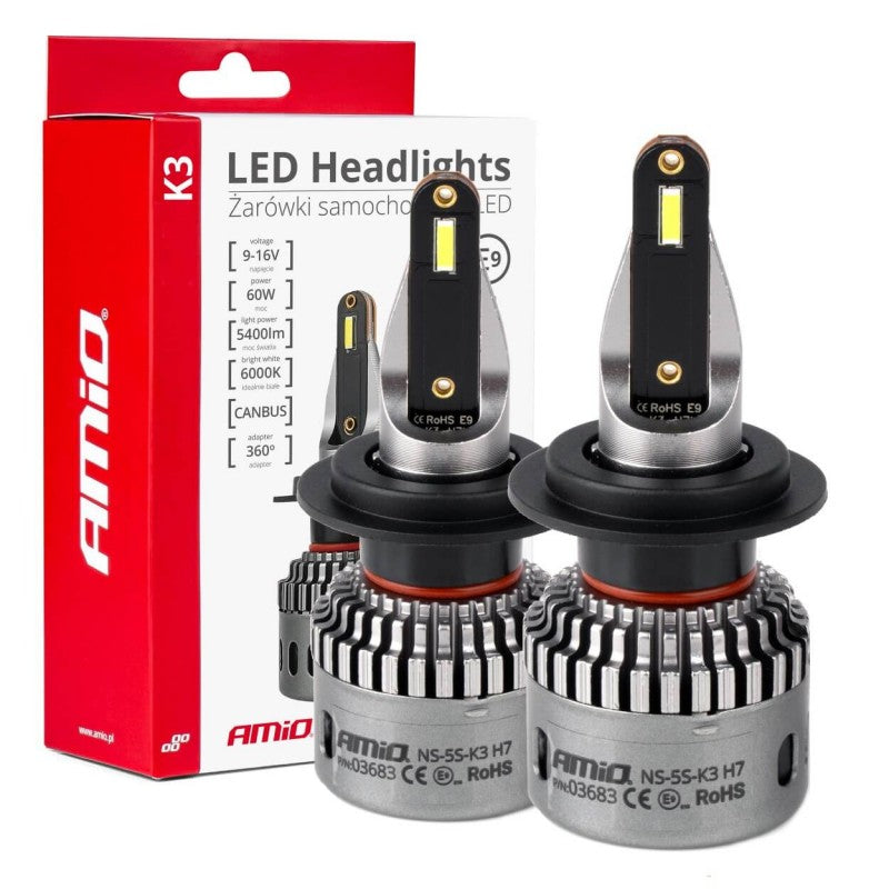 Set Becuri auto , seria K3 H7/H18 12V 6000K Canbus AMIO-03683