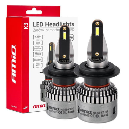 Set Becuri auto , seria K3 H7/H18 12V 6000K Canbus AMIO-03683