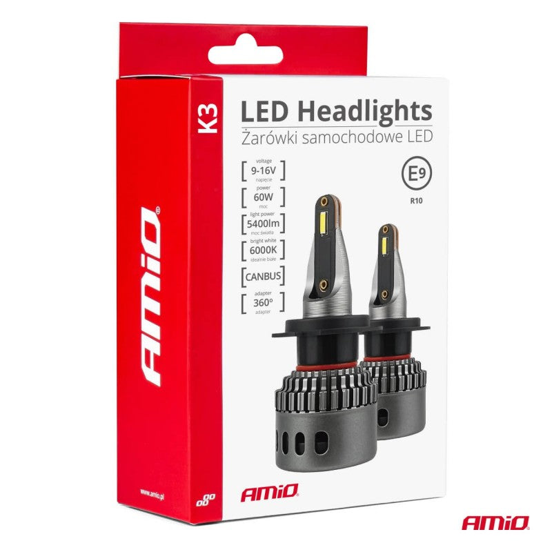 Set Becuri auto , seria K3 H7/H18 12V 6000K Canbus AMIO-03683