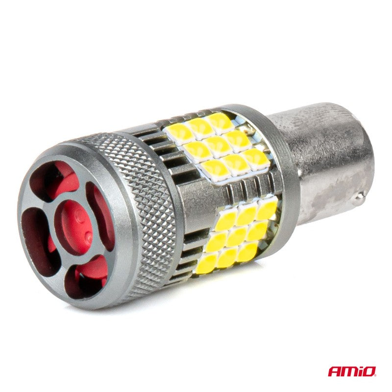 Becuri LED CANBUS seria PRO 1156 BA15S P21W R10W R5W 36x3030 SMD FAN Alb 12V 24V AMIO-03722