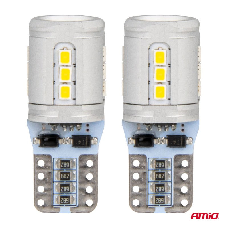 Set Becuri CANBUS T10e W5W 15x2016 SMD Alb 12V/24V AMIO-03723