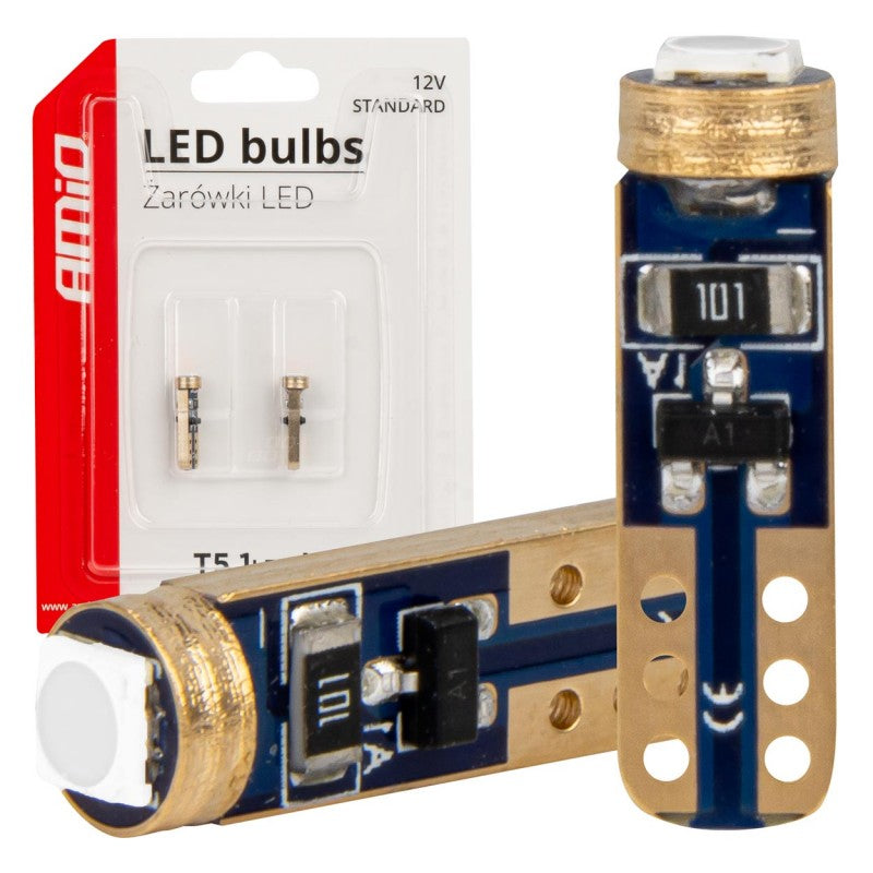 Becuri LED standard albastre T5 W1W 12V 3030 1LED HP AMIO-03728