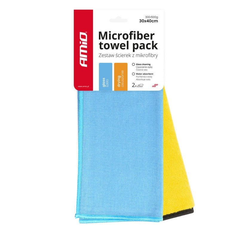 Set lavete din microfibră pentru uscarea geamurilor, 30x40cm 300/600g 2 buc