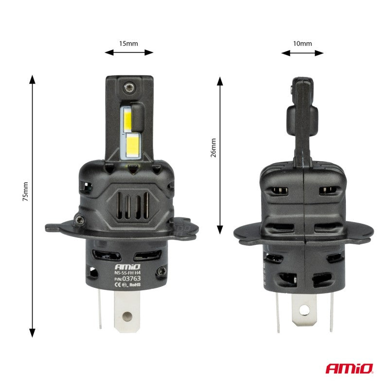 Set becuri  LED seria X4 AVIATOR H4/H19 6500K max 44W AMIO-03763