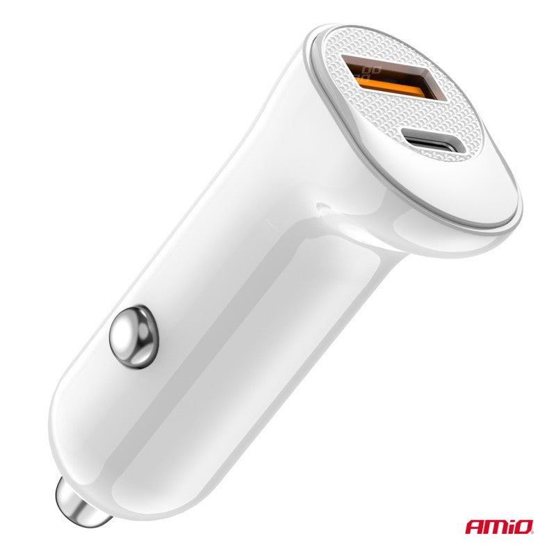 Încărcător auto USB-A+ USB-C 20W AMIO-03875