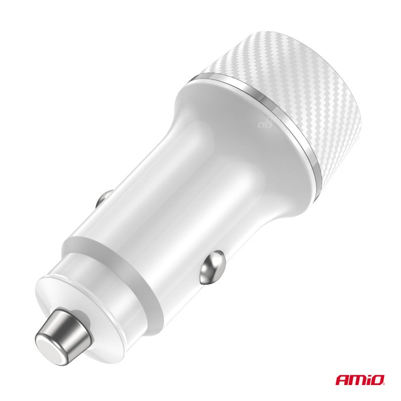 Încărcător auto USB-A + USB-C 20W AMIO-03878
