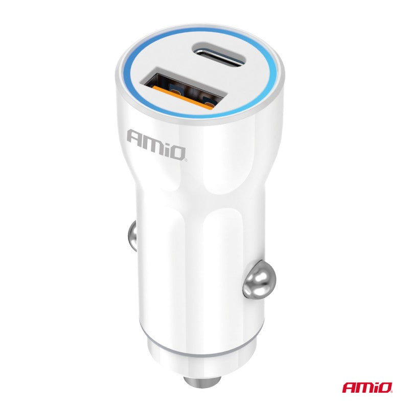 Încărcător auto USB-A+ USB-C 20W AMIO-03881