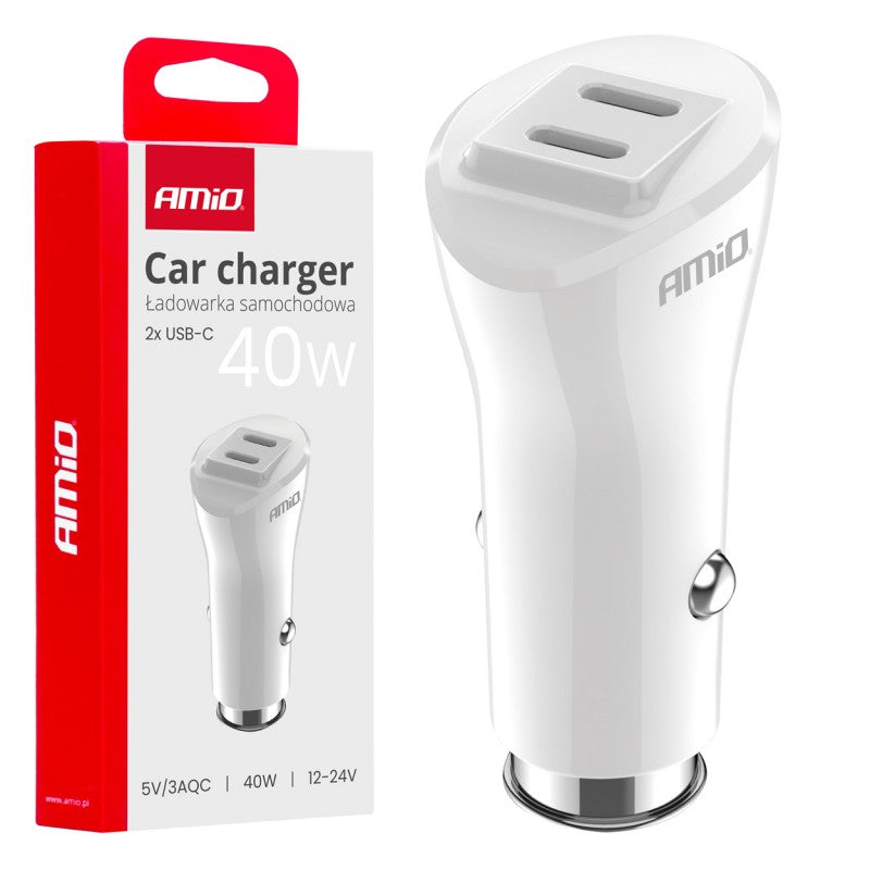 Incarcator auto 2x USB-C 40W AMIO-03884
