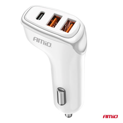 Incarcator auto 2x USB-A + USB-C 38W AMIO-03886