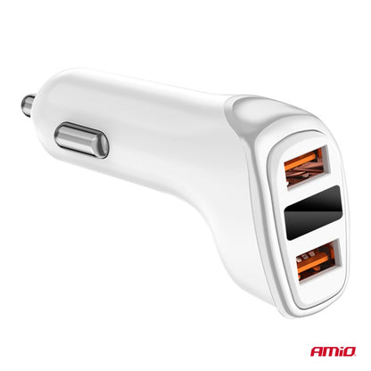 Incarcator auto 2x USB-A + voltmetru 3.1A AMIO-03887