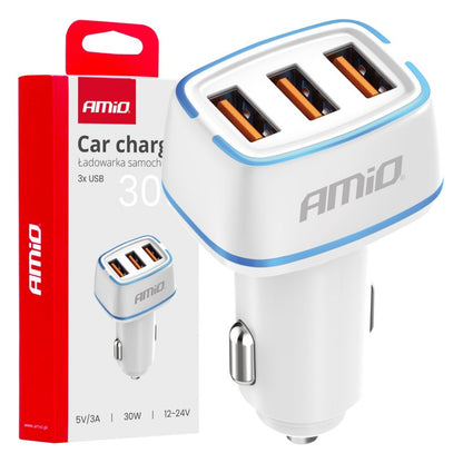 Încărcător auto 3x USB-A 30W AMIO-03889