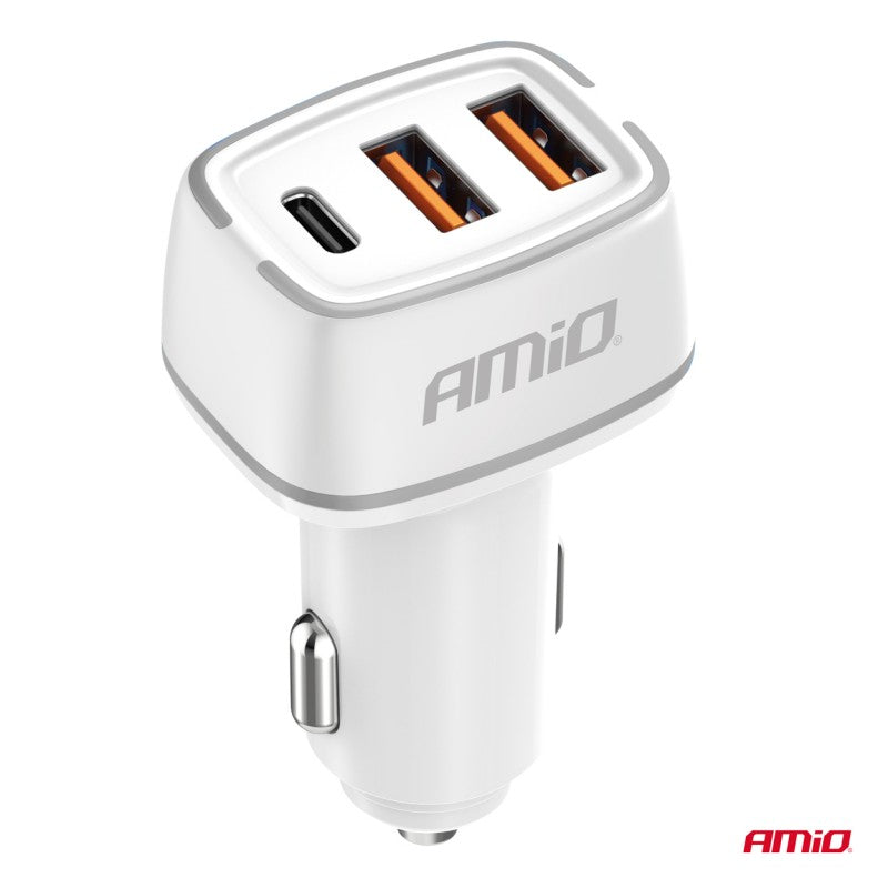 Incarcator auto 2x USB-A + USB-C 32W AMIO-03890