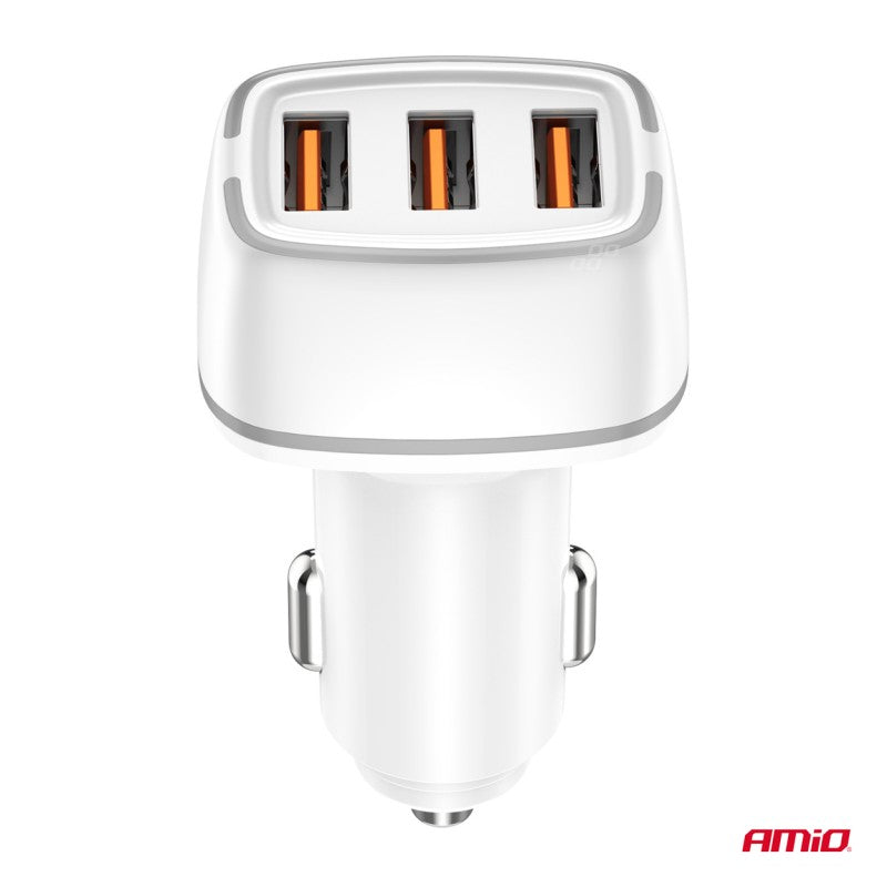 Incarcator auto 2x USB-A + USB-C 32W AMIO-03890