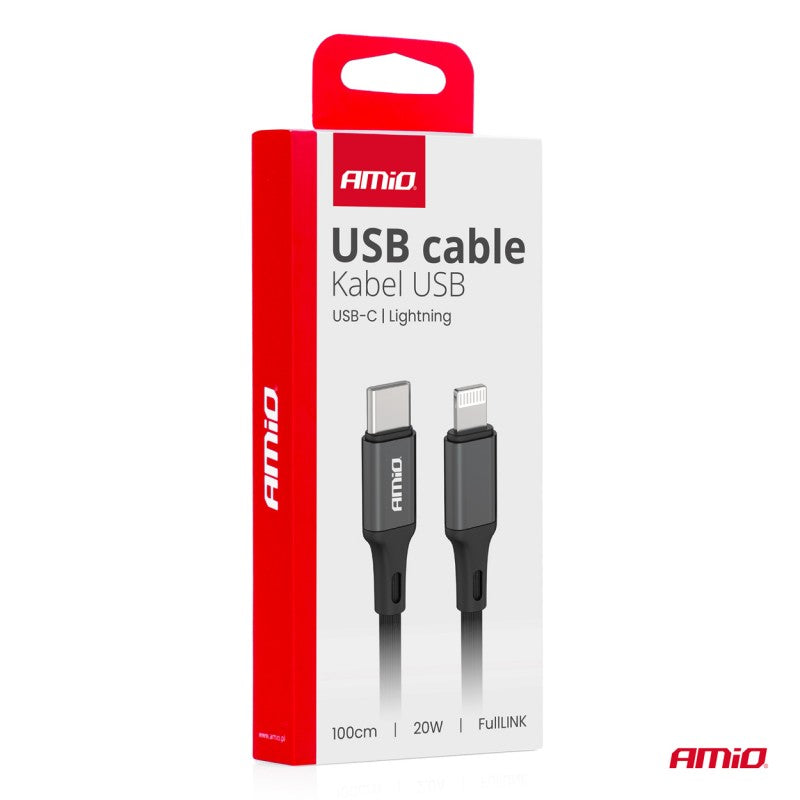 Cablu de încărcare USB-C - LIGHTNING IPHONE PD 20W 100cm FullLINK AMIO-03904