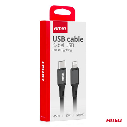 Cablu de încărcare USB-C - LIGHTNING IPHONE PD 20W 100cm FullLINK AMIO-03904