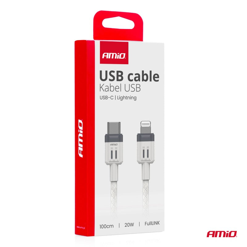 Cablu de încărcare USB-C - IPHONE LIGHTNING FullLINK 20W 100cm AMIO-03910