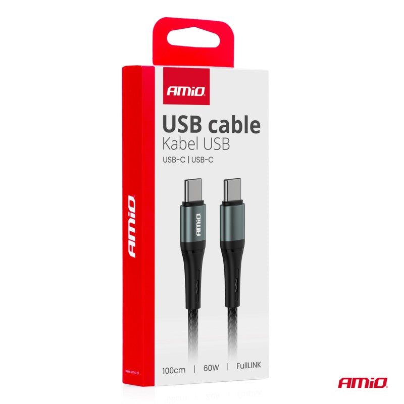 Cablu de încărcare USB-C - USB-C 60W 100cm FullLINK AMIO-03914
