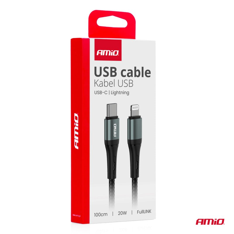 Cablu de încărcare USB-C - IPHONE LIGHTNING 20W 100cm AMIO-03916