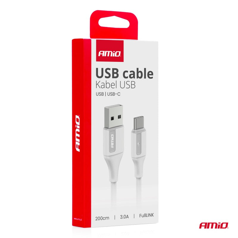 Cablu de încărcare USB-A - USB-C 3A 200cm FullLINK AMIO-03918