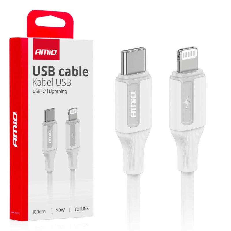 Cablu de încărcare USB-C - IPHONE LIGHTNING 20W 100cm AMIO-03922
