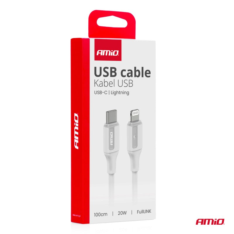 Cablu de încărcare USB-C - IPHONE LIGHTNING 20W 100cm AMIO-03922