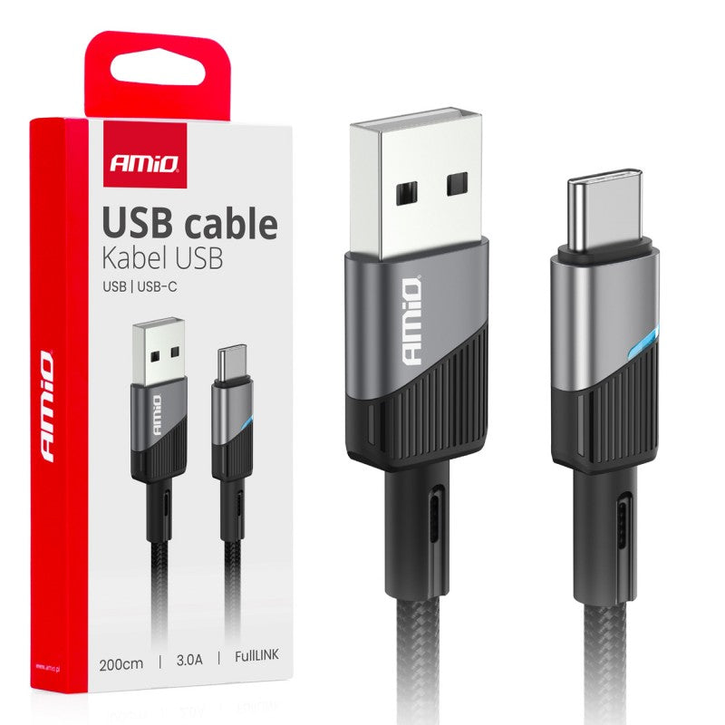 Cablu de încărcare USB-A - USB-C 3A 200cm FullLINK AMIO-03924