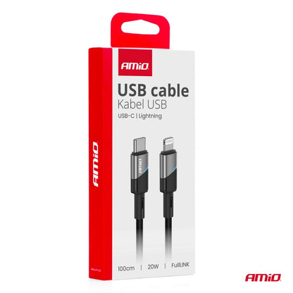 Cablu de încărcare USB-C - IPHONE LIGHTNING 20W 100cm AMIO-03928