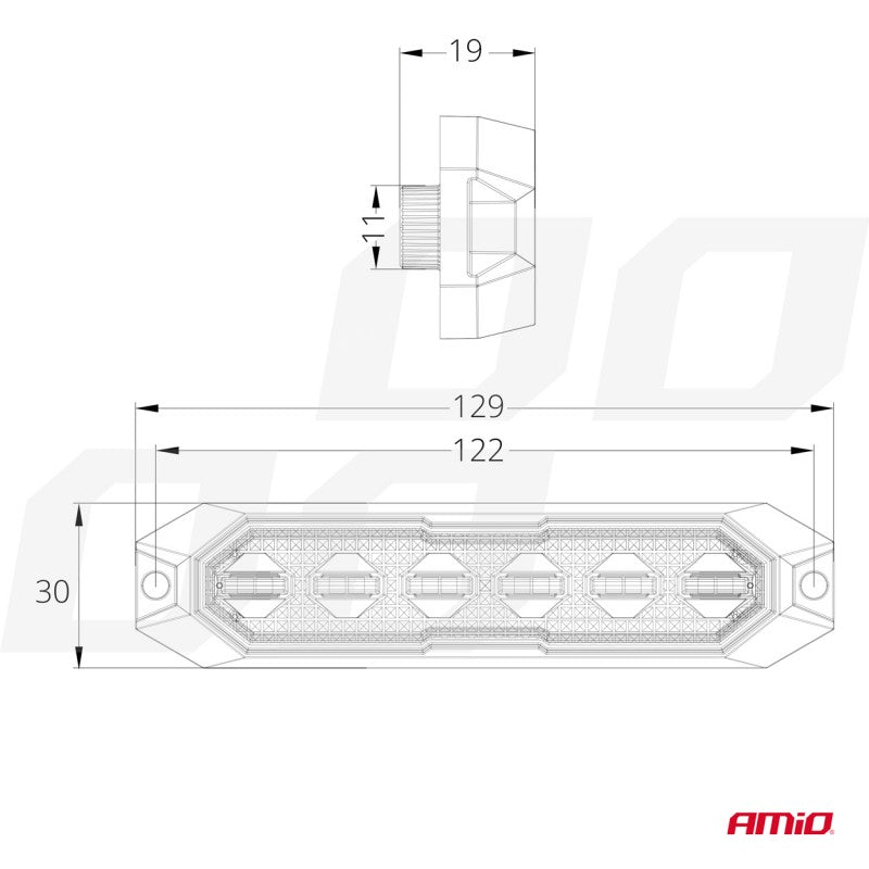 Proiector plat de avertizare 6x3W LED R65 R10 12V 24V AMIO-03930