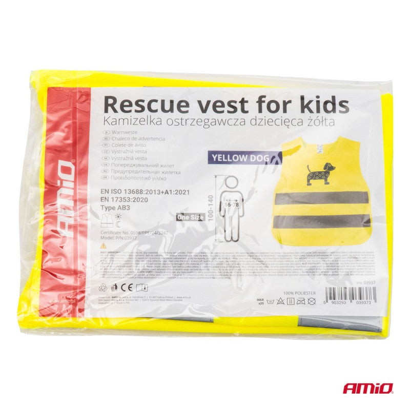 Vesta de siguranta pentru copii galbena cu certificat DOG