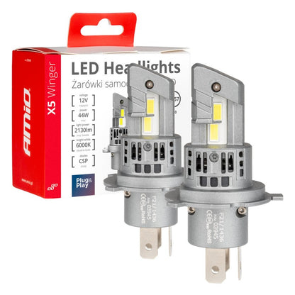 Set becuri LED seria X5 WINGER H4 6000K max 44W AMIO-03945