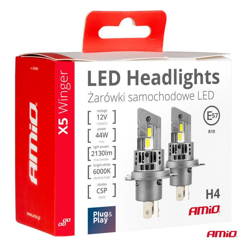 Set becuri LED seria X5 WINGER H4 6000K max 44W AMIO-03945