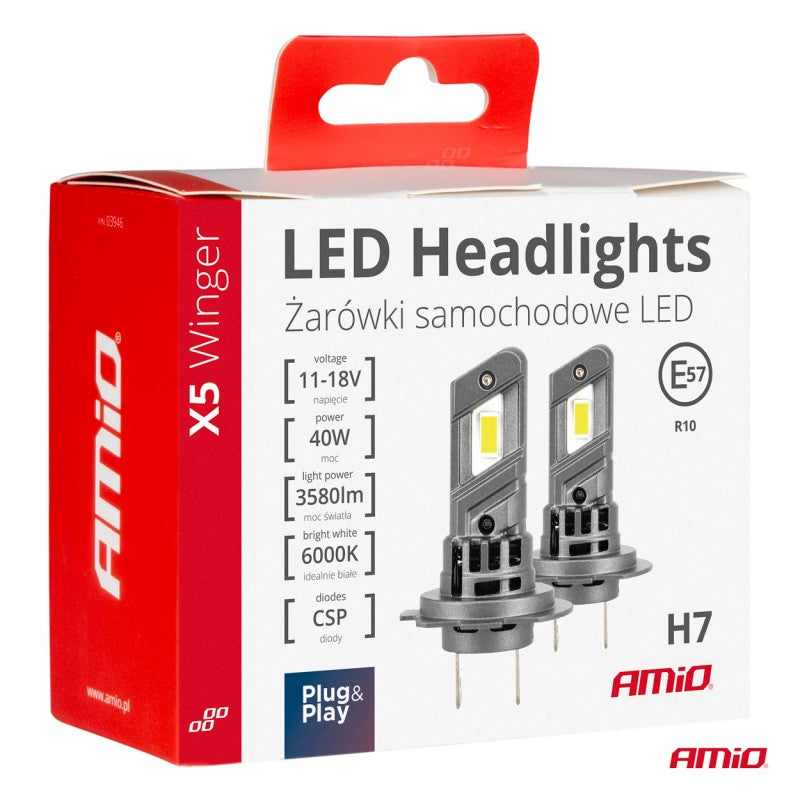 Set 2 Becuri auto seria X5 Winger H7 6000K Canbus AMIO-03946