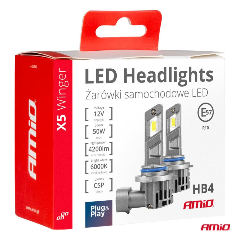 Set Becuri LED auto X5 Winger Series HB4 6000K Canbus AMIO-03949