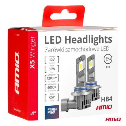 Set Becuri LED auto X5 Winger Series HB4 6000K Canbus AMIO-03949