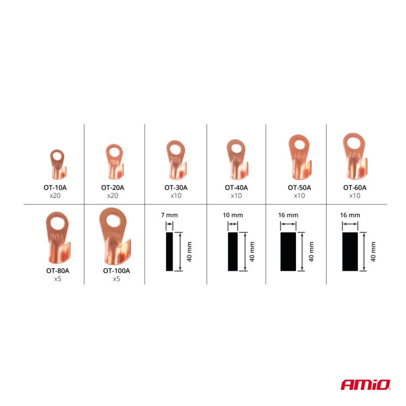 Conectori inel, tub termocontractabil din cupru, set, 180 buc.