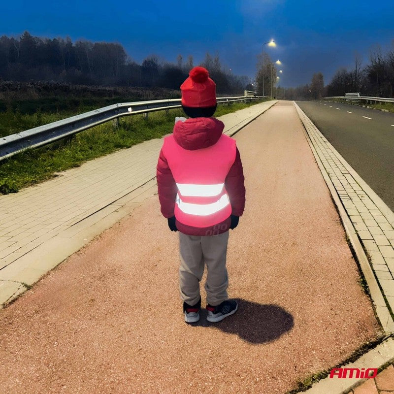 Vesta de avertizare reflectorizanta pentru copii, roz