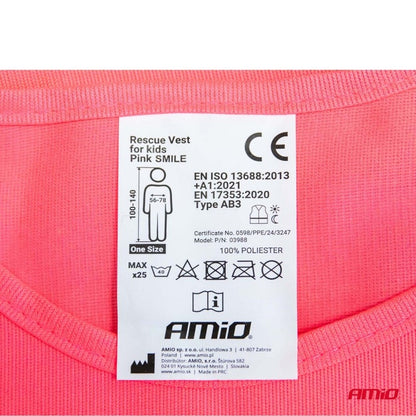 Vesta reflectorizanta  pentru copii roz SMILE AMIO-03988