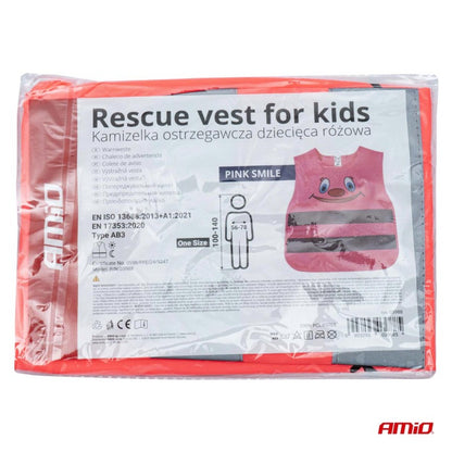 Vesta reflectorizanta  pentru copii roz SMILE AMIO-03988