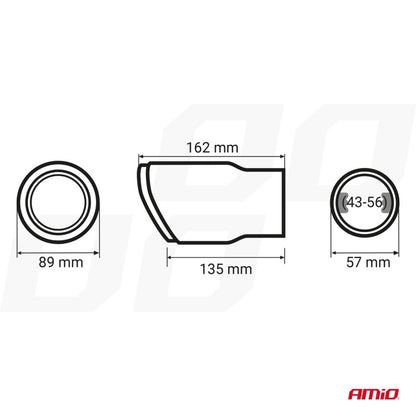 Ornament toba esapament oțel inoxidabil carbon AMIO-04065