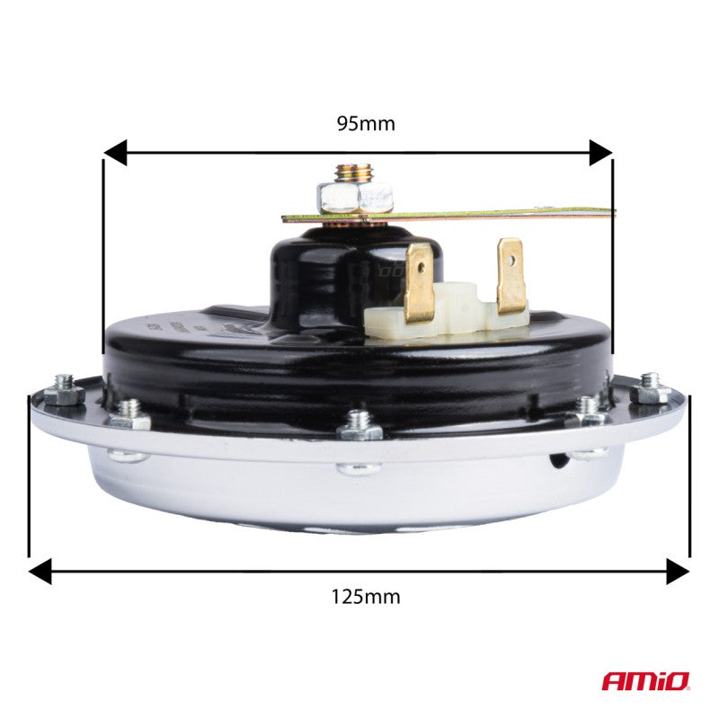 Claxon cromat 125 mm 12V AMIO-04074