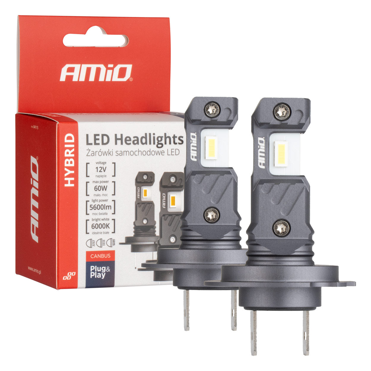 Becuri auto LED seria HYBRID H7 H18 6000K Canbus 60W AMIO-04115