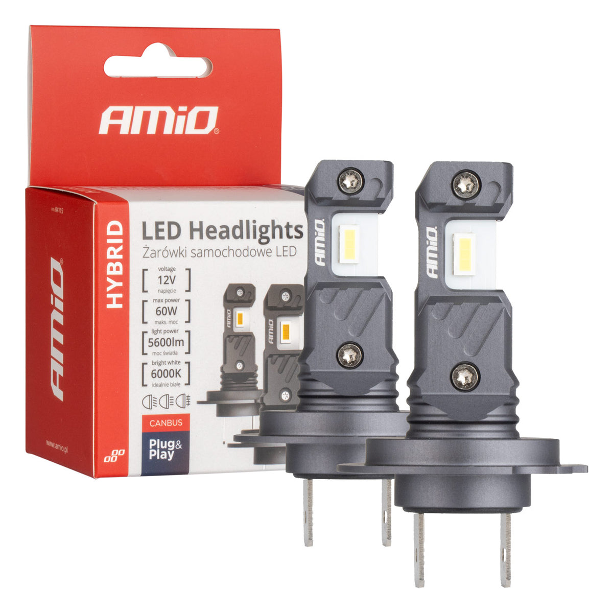 Becuri auto LED seria HYBRID H7 H18 6000K Canbus 60W AMIO-04115