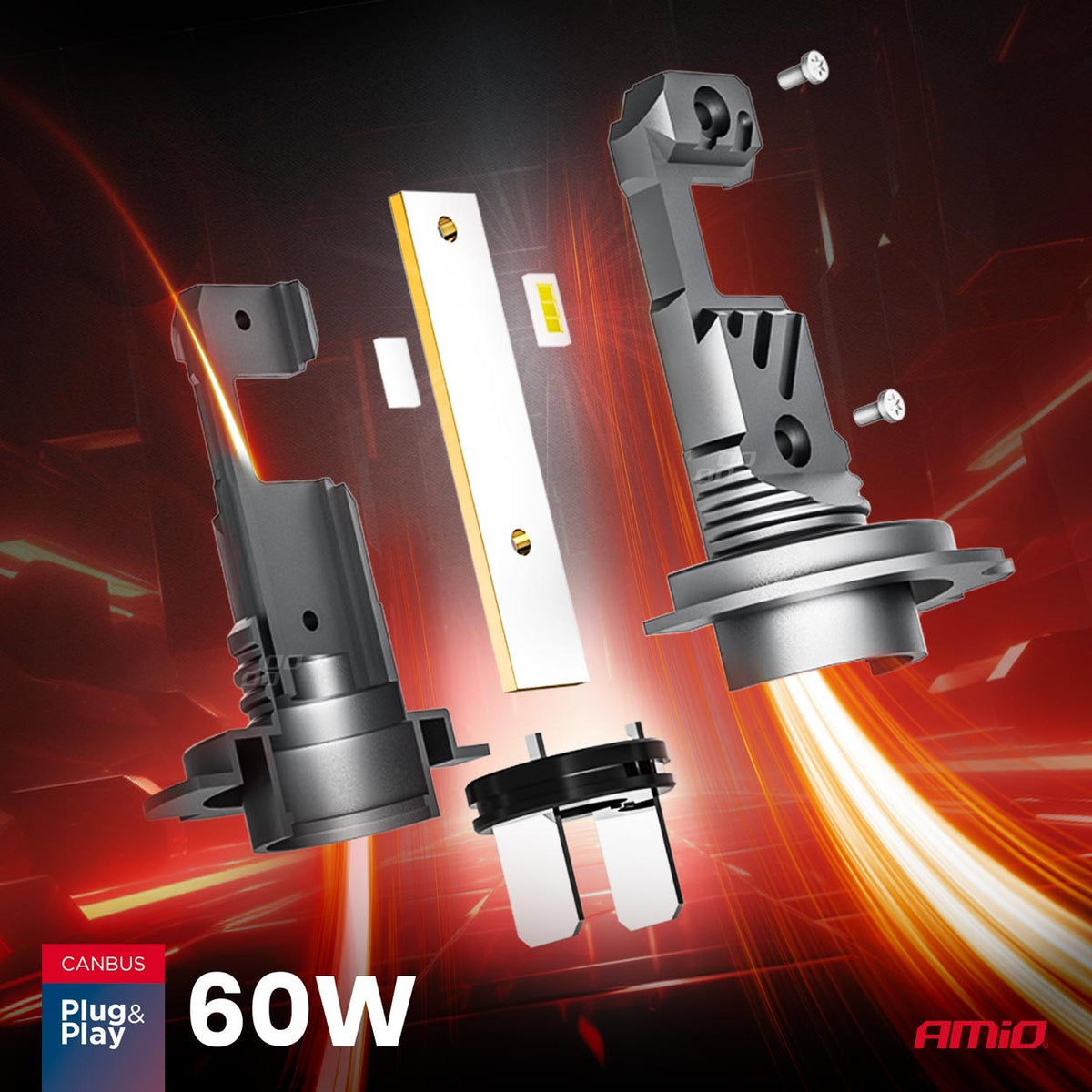Becuri auto LED seria HYBRID H7 H18 6000K Canbus 60W AMIO-04115