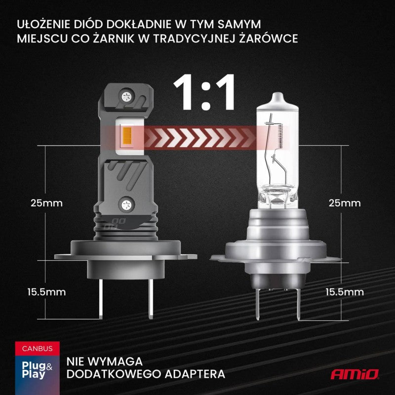 Set Becuri auto Seria HYBRID H7 H18 6000K Canbus 60W AMIO-04115