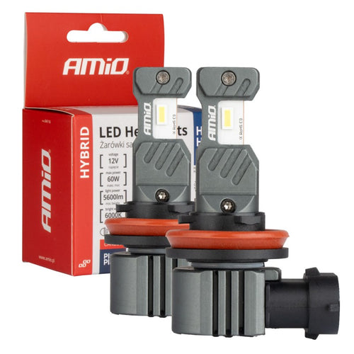 Set becuri cu LED seria hibride H8 H9 H11 H16 6000K Canbus 60W AMIO-04116