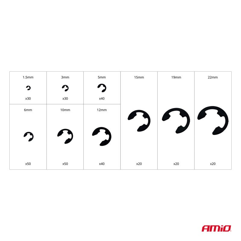 Set inele de fixare extern E-Clip 300 buc AMIO-04124