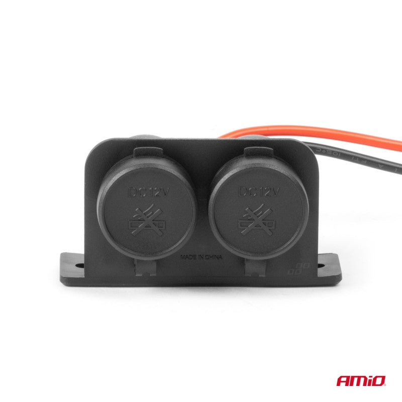 Priză brichetă auto, ermetică, dublă, 12V, 24V, AMIO-04130