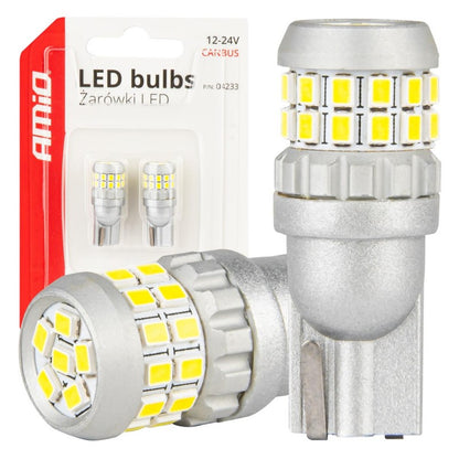Set 2 Becuri T10 W5W 30SMD 2016 Alb 12V 24V AMIO-04233