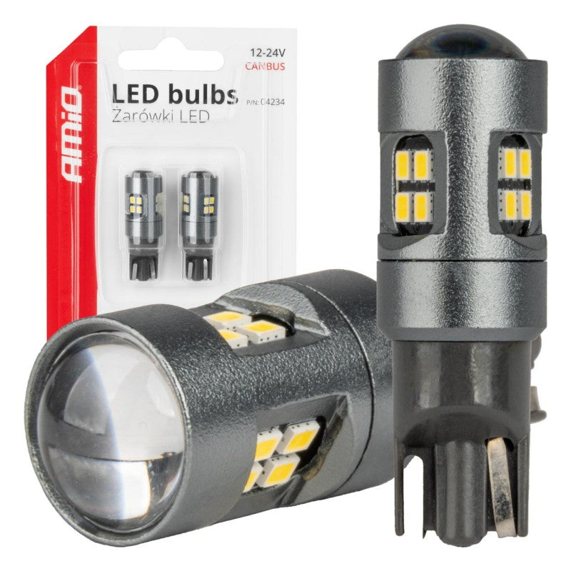 Set 2 becuri LED CANBUS T10 W5W 16SMD 2016 Becuri albe 12V/24V AMIO-04234